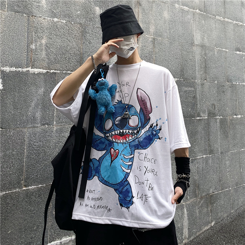 Áo phông nam, áo phông nam form rộng tay lỡ ulzzang màu đen trắng hiphop thời trang đường phố hàn quốc | BigBuy360 - bigbuy360.vn