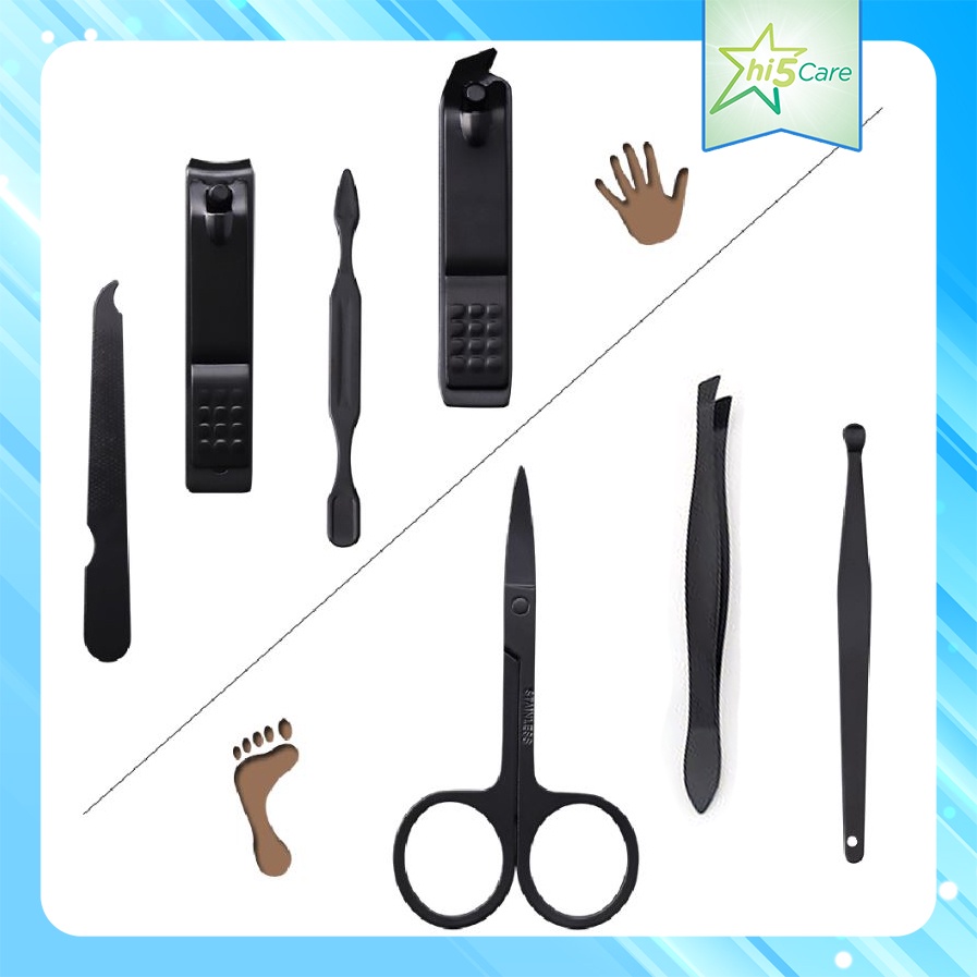 Bộ Bấm Móng Tay Chân 7 Món Tiện Dụng Cao Cấp bằng thép không gỉ #den