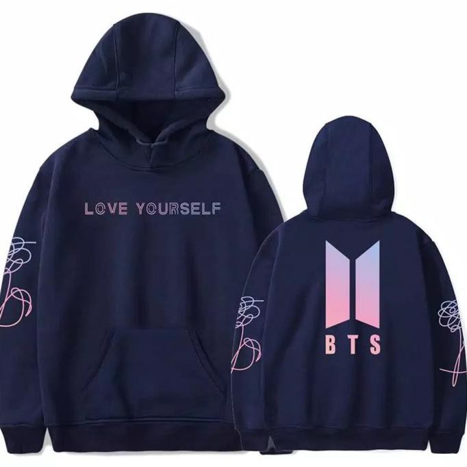 Áo Hoodie In Chữ Bts Màu Hồng / Đen