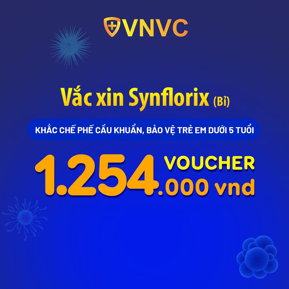 Toàn quốc [Voucher giấy] Voucher vắc xin Synflorix (Bỉ) tại VNVC phòng viêm màng não, viêm phổi, viêm tai giữa...