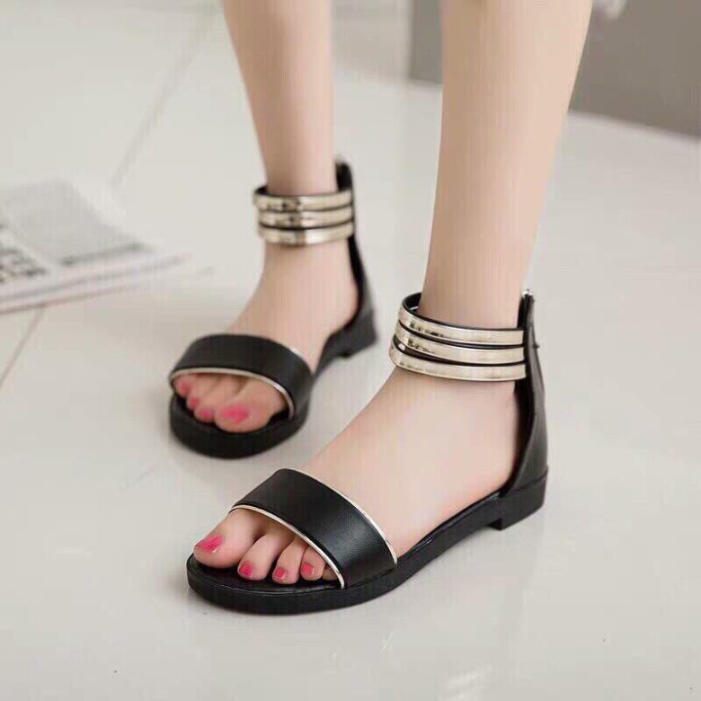 |  Sales T8 | HOT SALE Sandal Nữ Kéo Khóa Ngang R005 Cổ Mạ 3 vòng Đẹp Xịn . 2020 new