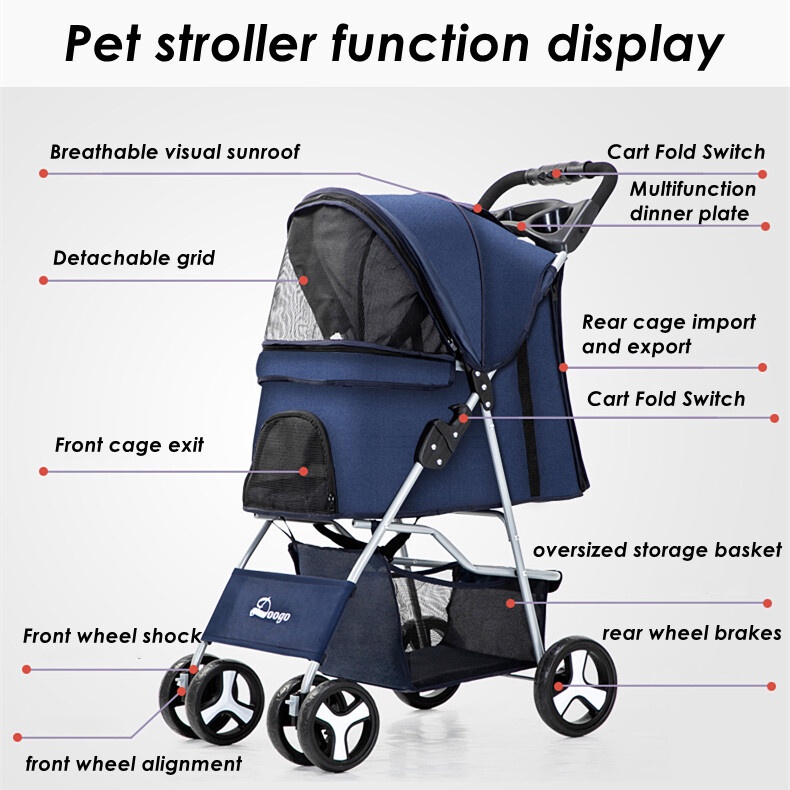 MASTI Xe đẩy thú cưng 4 bánh chịu tải tối đa 15kg LI0309
