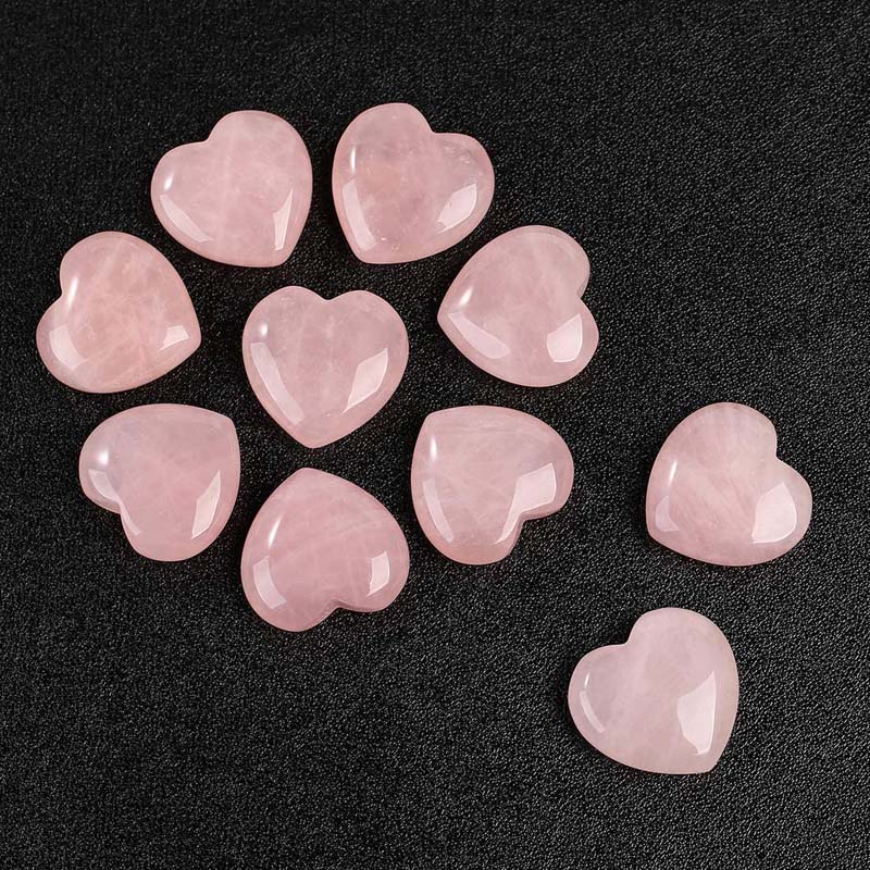 Đá thạch anh pha lê hình trái tim màu hồi tuyệt đẹp với 3 kích cỡ dùng làm đồ trang sức thủ công