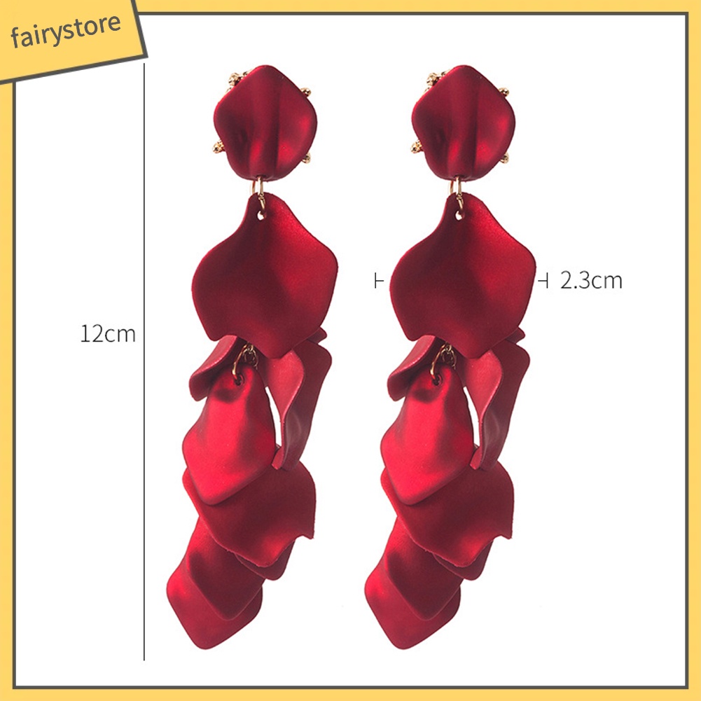 Khuyên tai dáng dài mặt hình hoa hồng phong cách vintage đẹp mắt