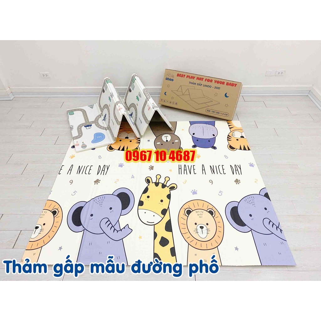 Thảm chơi gấp gọn cho bé Umoo dày dặn, không mùi, không thấm nước