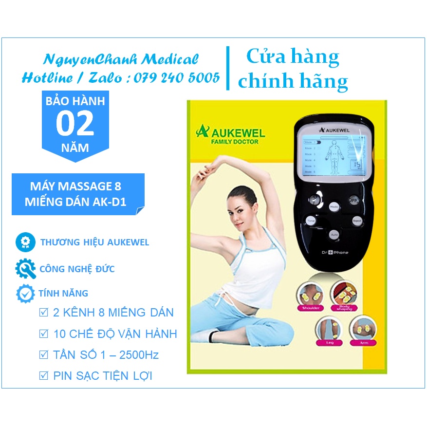 Máy massage xung điện trị liệu 8 miếng dán Aukewel Dr Phone AK_2000V - Công Nghệ Đức | Máy massage miếng dán Cầm Tay