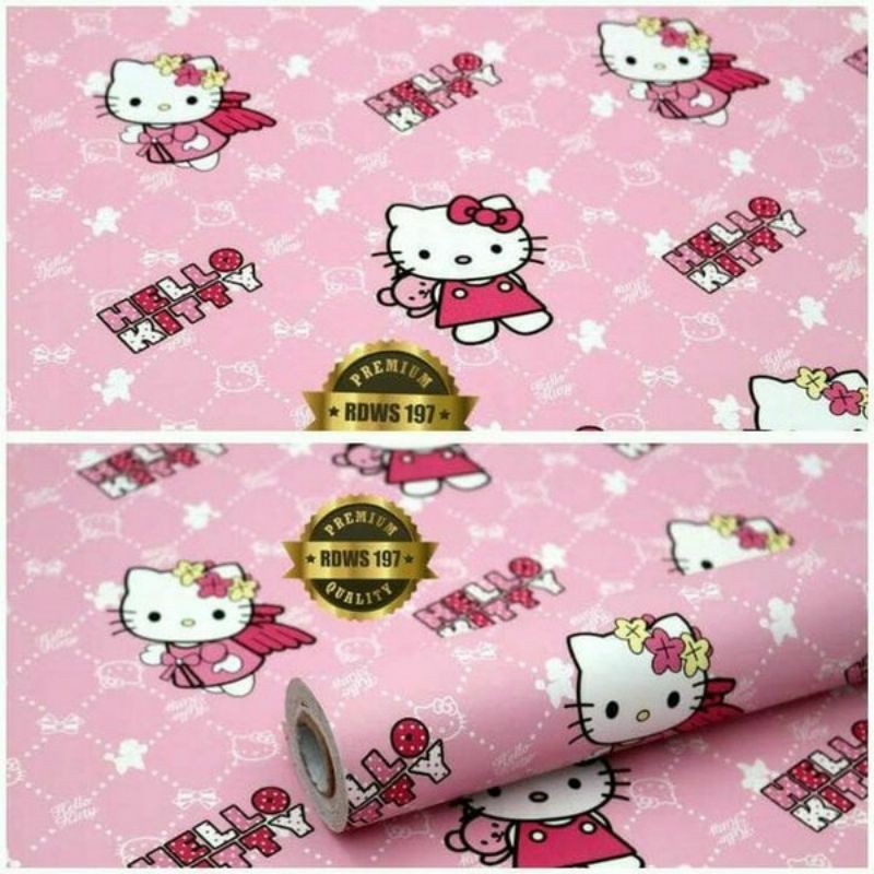 Giấy Dán Tường Hình Hello Kitty Đôi Cánh