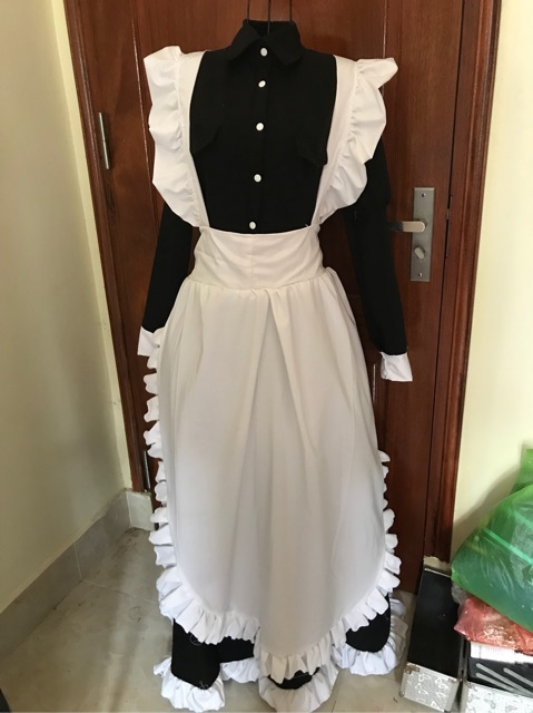 trang phục váy hầu gái dáng dài kèm cài đầu | BigBuy360 - bigbuy360.vn