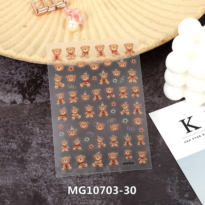 Sticker dán móng hình gấu MG10703