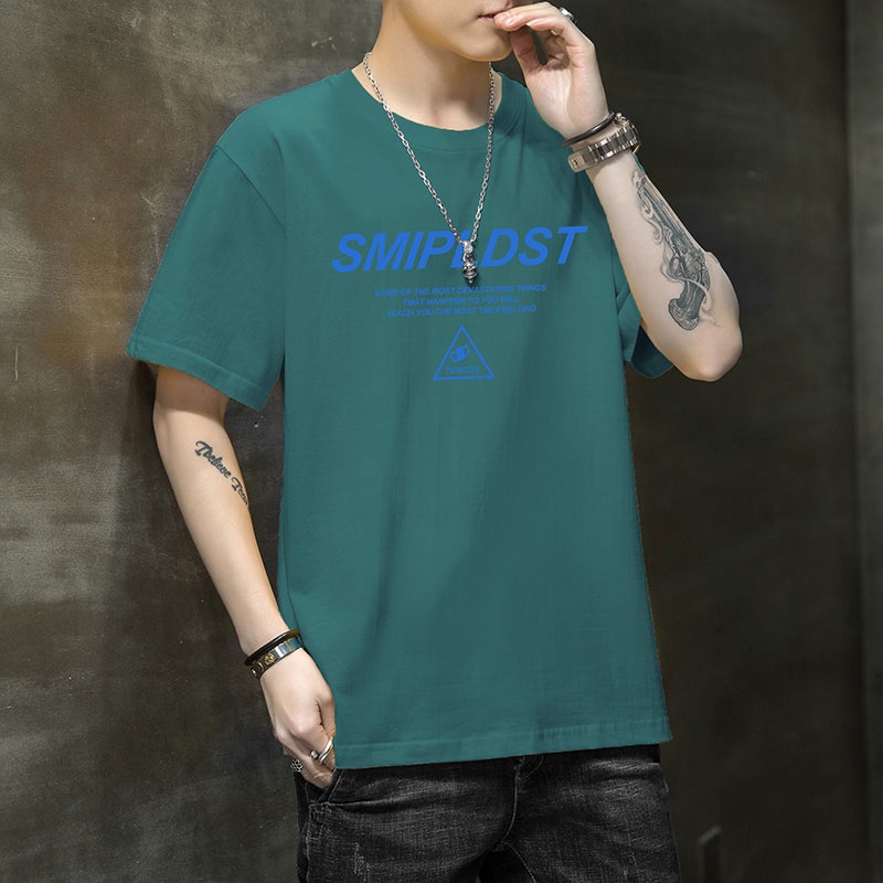 Áo Thun Tay Ngắn Cổ Tròn Dáng Rộng Thời Trang Hàn Quốc Cho Nam