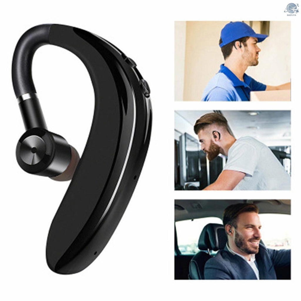 BF S109 5.0 Bluetooth Wireless Earphone Handsfree Business Headset Noise Reduction Mini HiFi Stereo Bass Earphone IPX7 Waterproof Earbud with MIC for Running Driving Gym Spa Black