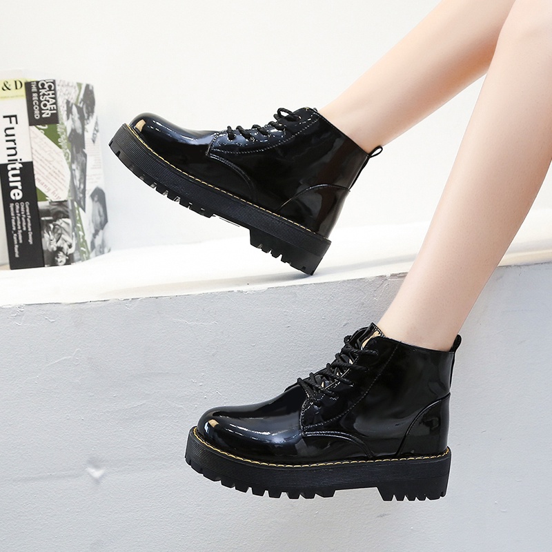 Giày boot Martin IELGY màu đen đế dày thời trang cho nữ
