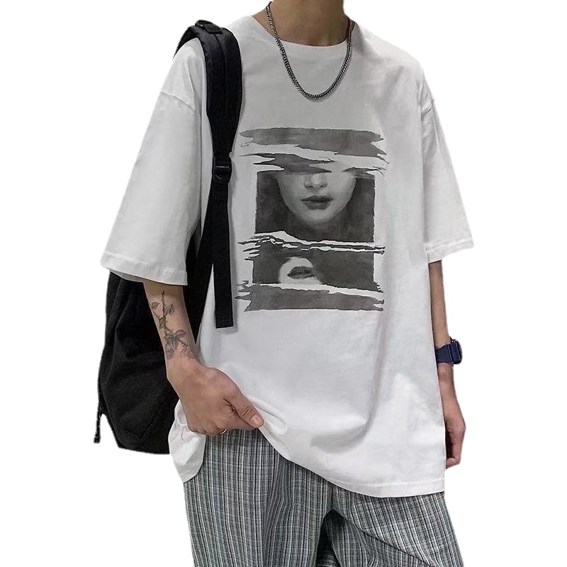 Áo Thun Tay Ngắn Dáng Rộng In Họa Tiết Hoạt Hình Phong Cách Hip Hop Đường Phố Hàn Quốc Thời Trang Cho Nam Và Nữ M-8XL