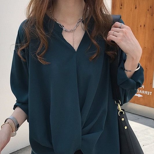 SUXI Áo Sơ Mi Nữ Tay Dài Dáng Rộng Màu Sắc Thanh Lịch