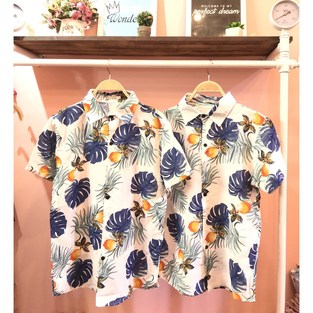 [New Hot 2021] Áo sơ mi hoa lá cây Áo đi biển phong cách hawaii vải đũi loại đẹp | BigBuy360 - bigbuy360.vn