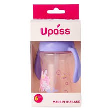 Bình tập uống Upass tay cầm ống hút mềm chống sặc 150ml cho trẻ từ 6 tháng tuổi