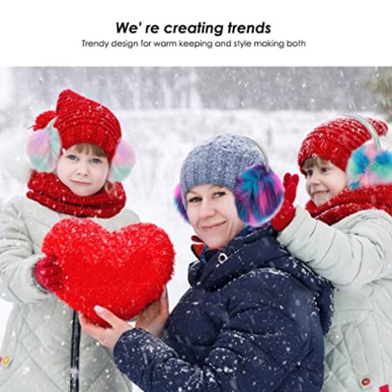 Chụp Tai Phủ Lông Màu Gradient Thời Trang Mùa Đông Cho Bé Gái