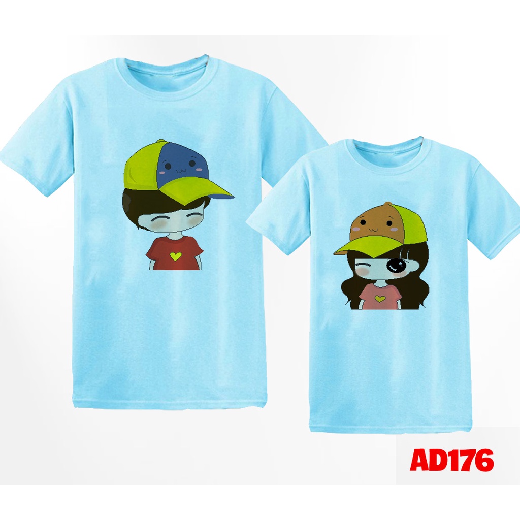 Áo Thun Cặp Tình Nhân In Chàng Trai Cô Gái Đội Nón  - KTQN TSHIRT AND UNIFORM