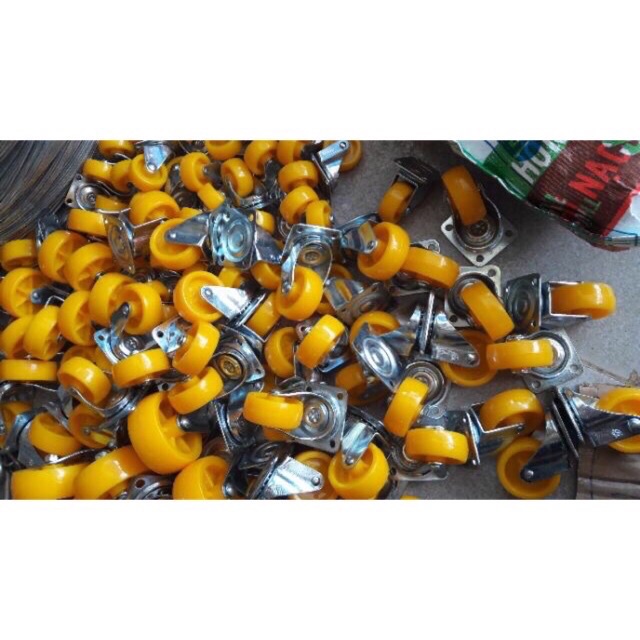 Bộ 4 Bánh xe vàng xoay 4cm