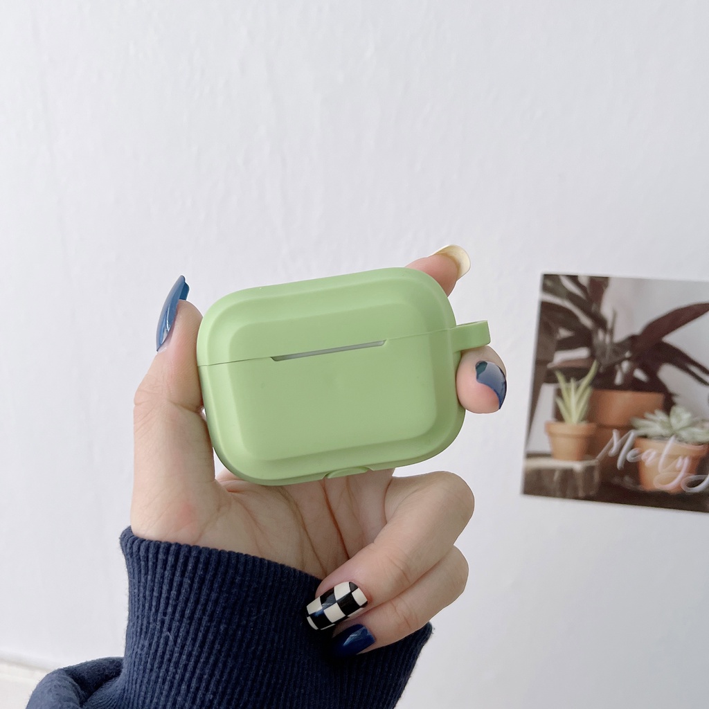 Vỏ bảo vệ hộp sạc tai nghe SPRISE thích hợp cho Airpods 2 Pro 3 bằng silica gel mềm màu matcha dễ thương