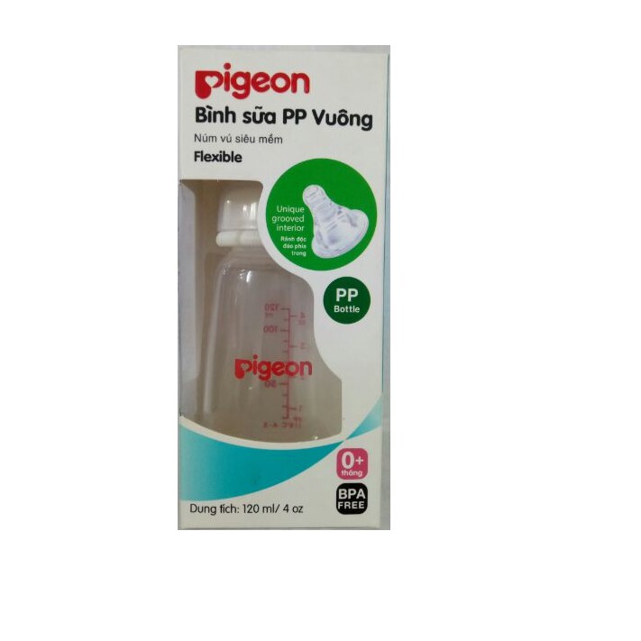 Bình sữa Pigeon PP vuông nhựa cao cấp 120ml BS042