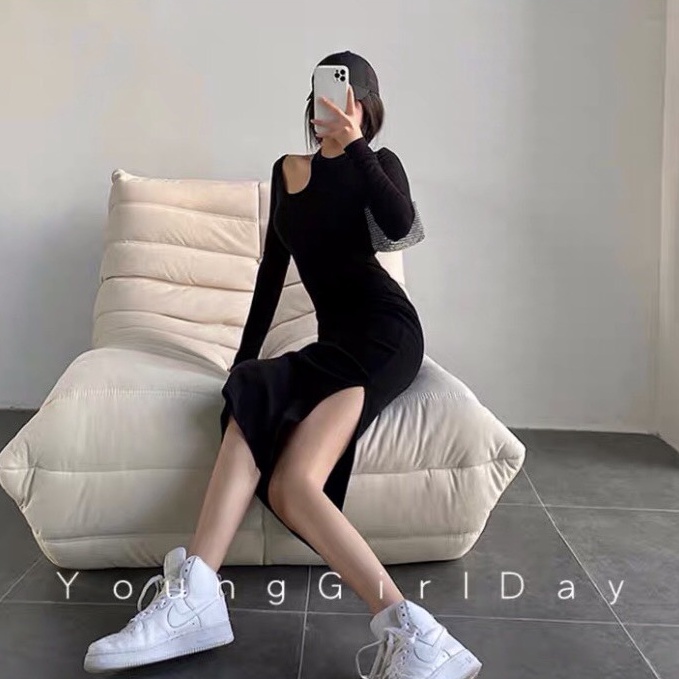 [ SIÊU CHECKCHI ] VÁY BODY KHOÉT VAI NỮ, VÁY LEN DÀI TAY ÔM SÁT CỰC PHONG CÁCH (TL4) | BigBuy360 - bigbuy360.vn