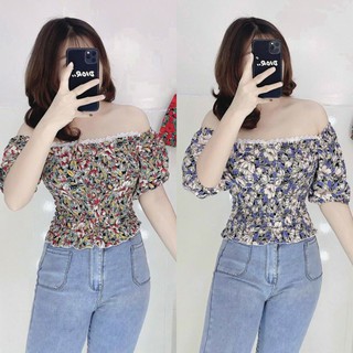 Áo Croptop Kiểu Hoa Voan Lụa