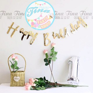 Dây chữ Happy Birthday Metallic cắt Lazer siêu sang cho tiệc sinh nhật người lớn trẻ em