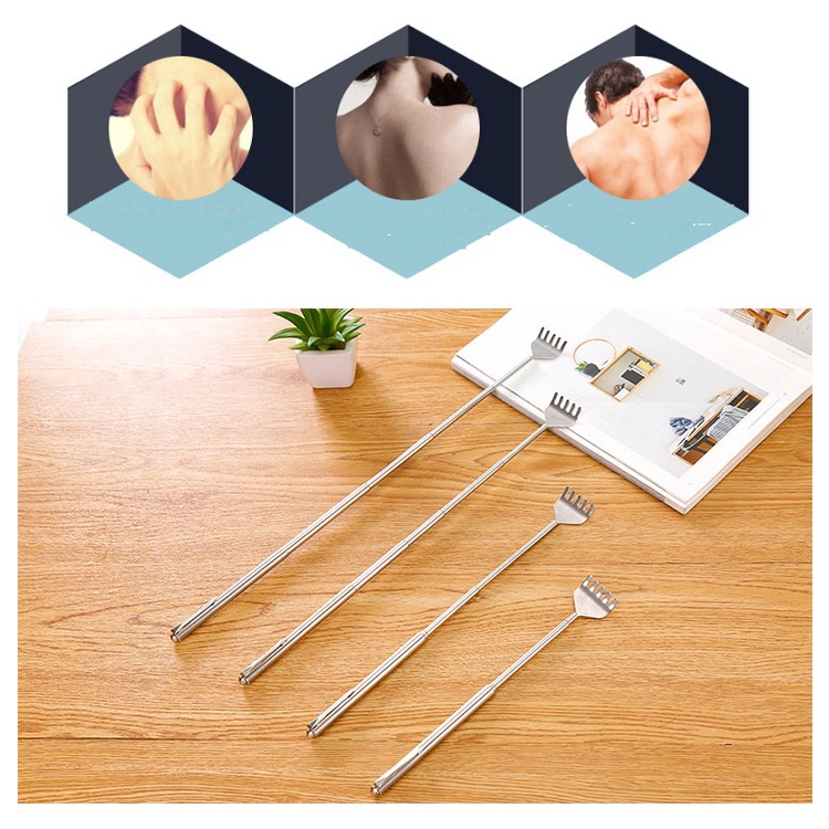 Gậy gãi lưng inox rút gọn kéo dài tiện lợi