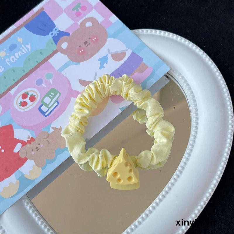 Dây Cột Tóc Cỡ Lớn Họa Tiết Hoạt Hình Phô Mai Dễ Thương 2023 Cho Nữ