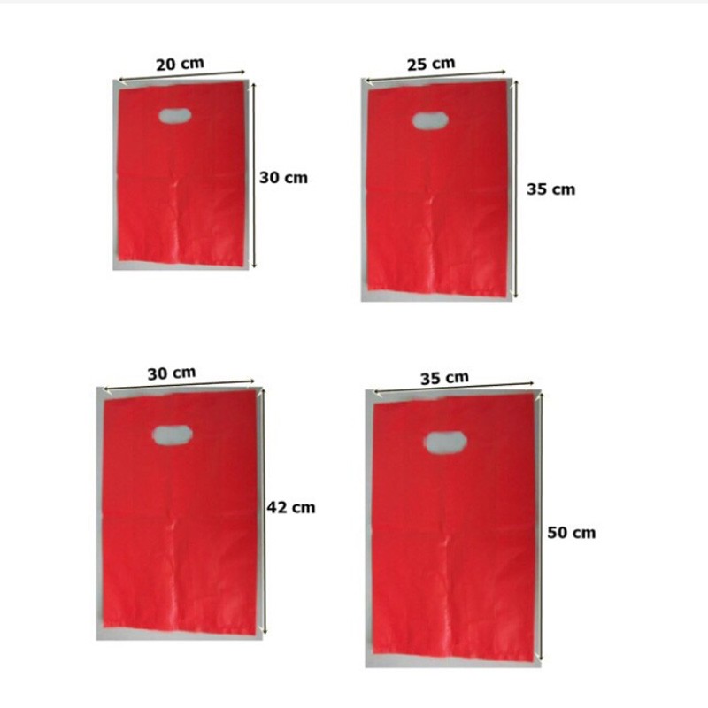 [1k] 1 túi đựng hàng Đỏ - Túi nilon Đỏ - Túi nilon đựng quà tặng - Túi nilon xách quà màu đỏ (1 cái)