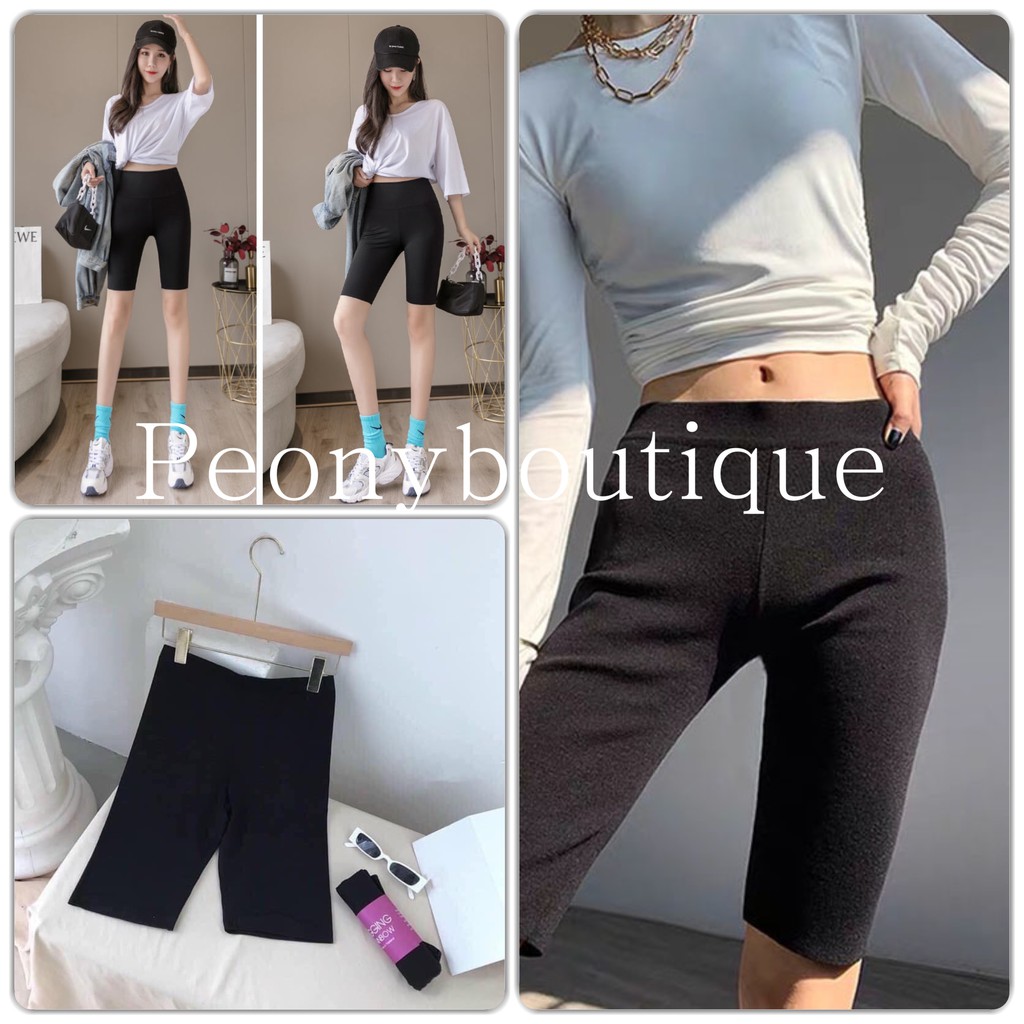 Quần Legging Lửng RAINBOW PEONYB Nữ [FREESHIP] 🌸 Short đùi body dáng ôm màu đơn trơn, năng động thể thao Ulzzang HOT 🌸