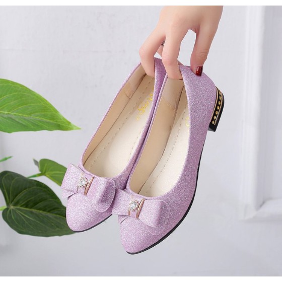 Giày búp bê gắn nơ ánh nhũ chất đẹp dành cho nữ