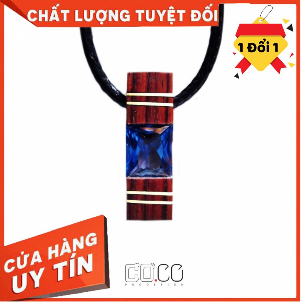 Mặt dây chuyền chế tác từ gỗ Cẩm Lai cẩn bạc và đá topaz