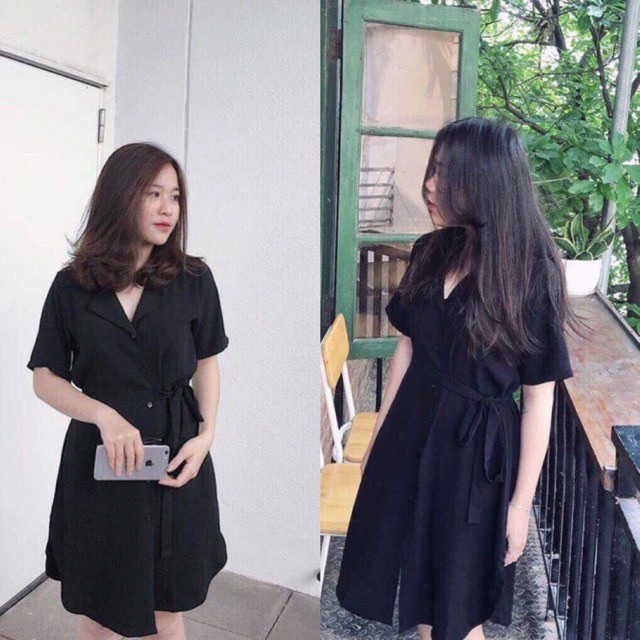 Đầm đen Hebe Dress cổ trụ ngắn tay - Freesize - Pink moon store | BigBuy360 - bigbuy360.vn