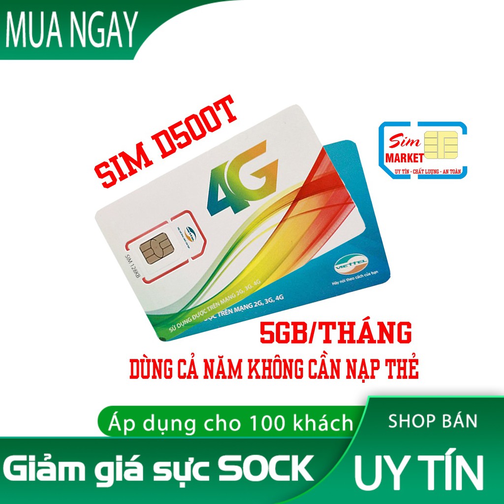 [SIM CẢ NĂM]Sim 4G Viettel D500t Vào Mạng Cả Năm Không Cần Nạp Thẻ