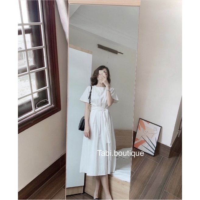 Váy cổ tròn trơn phong cách Hàn Quốc 4 màu