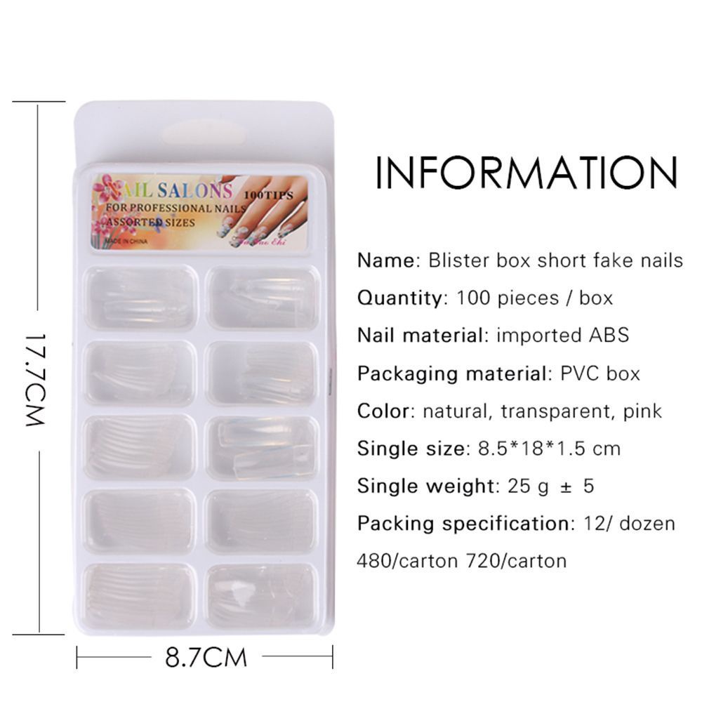 Set 100 móng tay giả ba màu tùy chọn trang trí tự nhiên