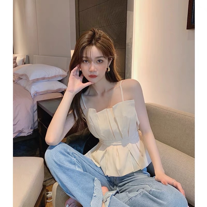 Áo hai dây nhún bèo tiểu thư