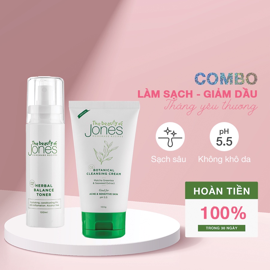 Bộ đôi làm sạch và giảm dầu ngừa mụn The Beauty of Jones