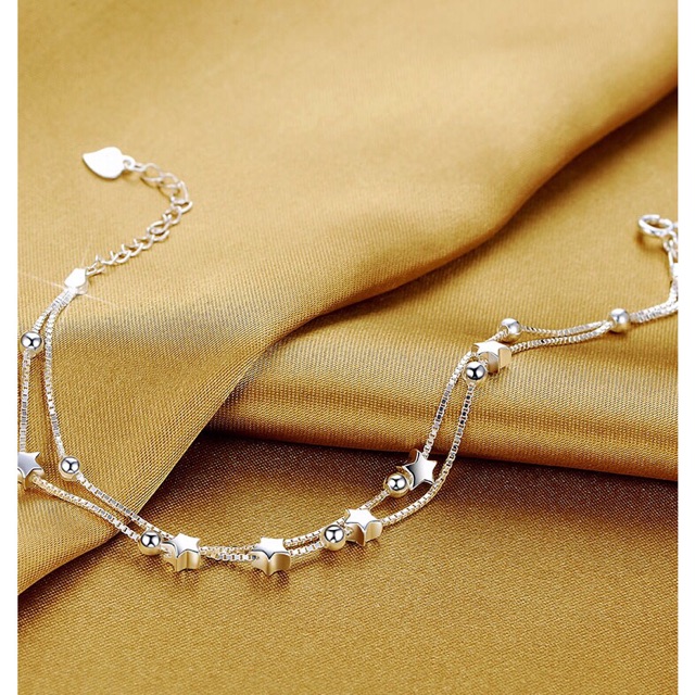 Lắc tay bạc ý cao cấp dây kép mặt sao siêu xinh
