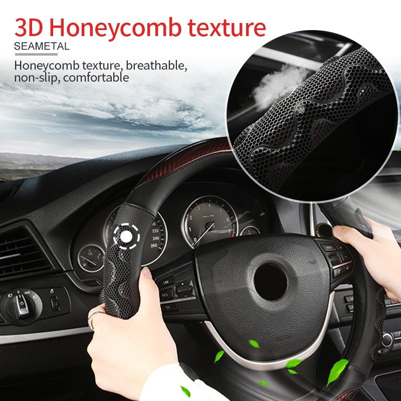 Vỏ bọc vô lăng 5D SEAMETAL bằng sợi carbon chống trượt chống mài mòn cho ô tô