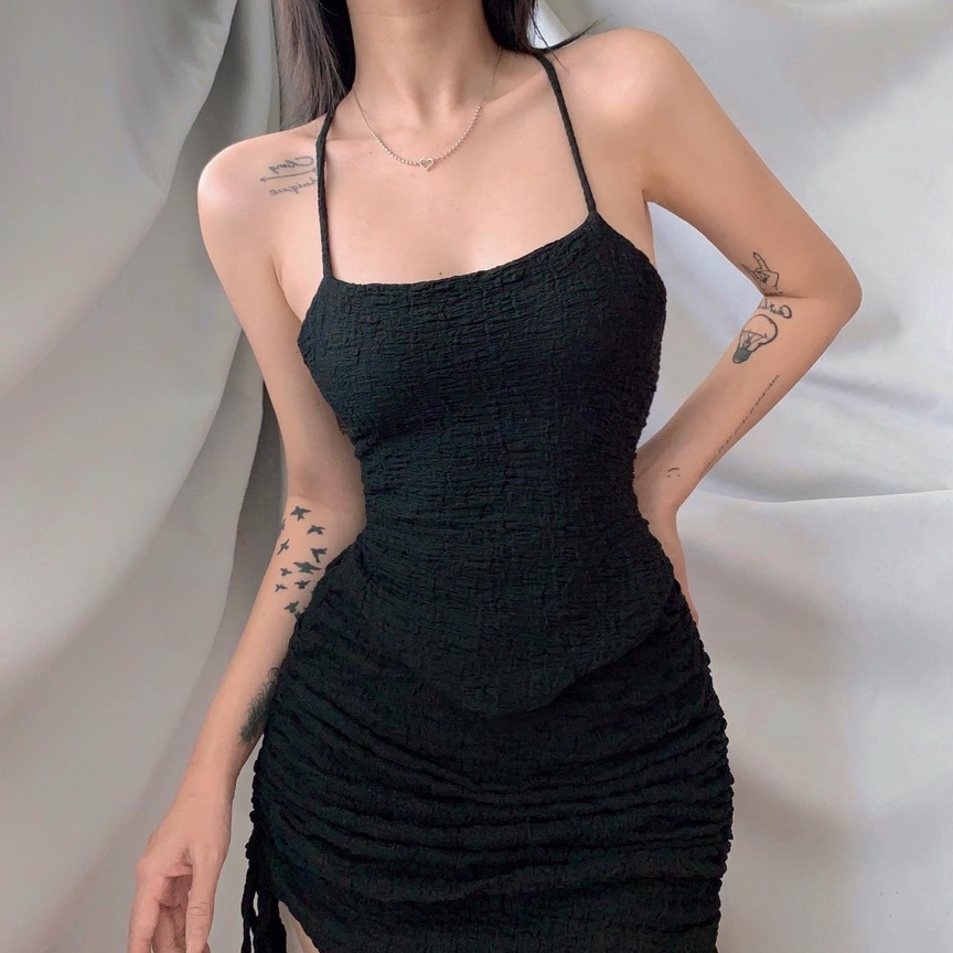 Áo thun croptop vạt chéo đan dây lưng