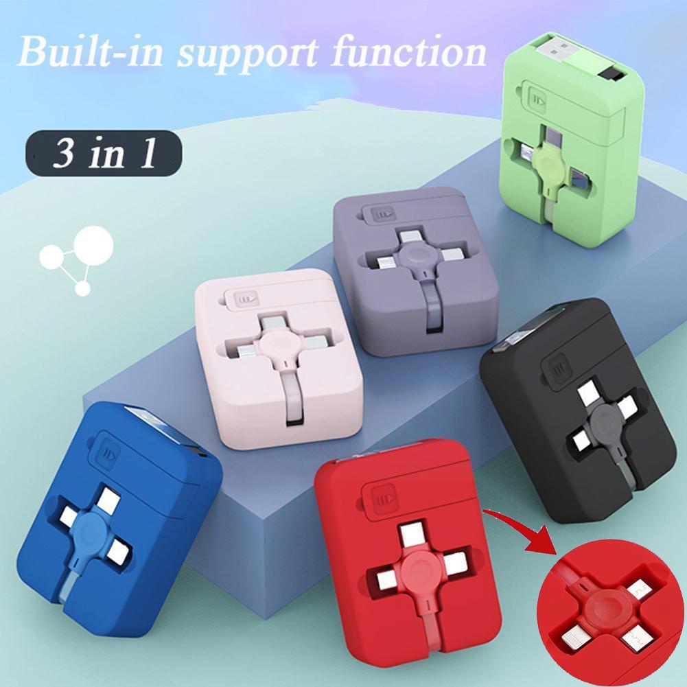 Cáp Sạc USB 3IN1 Có Thể Rút Gọn Tiện Dụng Cho Điện Thoại Android iOS for iPhone Samsung Xiaomi OPPO Huawei