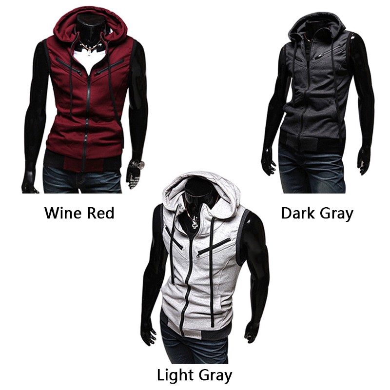 Áo Hoodies sát nách phối khoá kéo cho nam giới