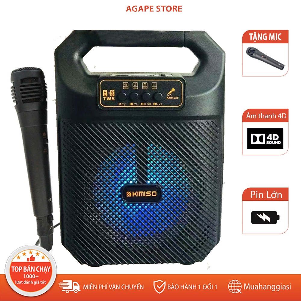 Loa bluetooth 3607 kẹo kéo tặng mic hát,loa karaoke,hỗ trợ thẻ nhớ,nghe đài FM,âm thanh siêu hay