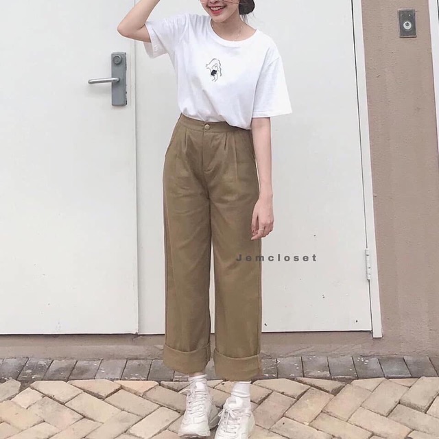 QUẦN KAKI ỐNG RỘNG LƯNG CAO (VIDEO + HÌNH THẬT) | BigBuy360 - bigbuy360.vn