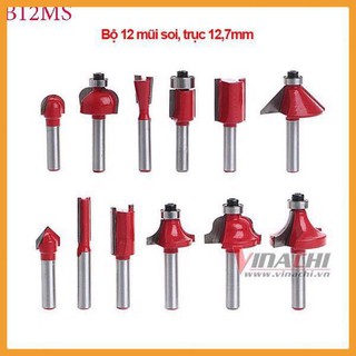 Bộ 12 mũi soi cốt 12.7mm - chuyên dùng cho máy phay cầm tay hoặc máy bàn router