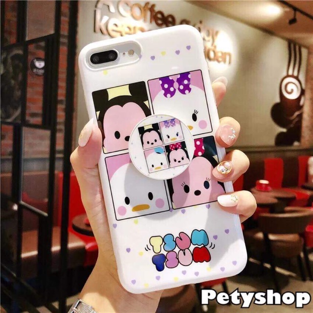Ốp dẻo bóng tsum tsum +socket iPhone 7Plus/8Plus/X