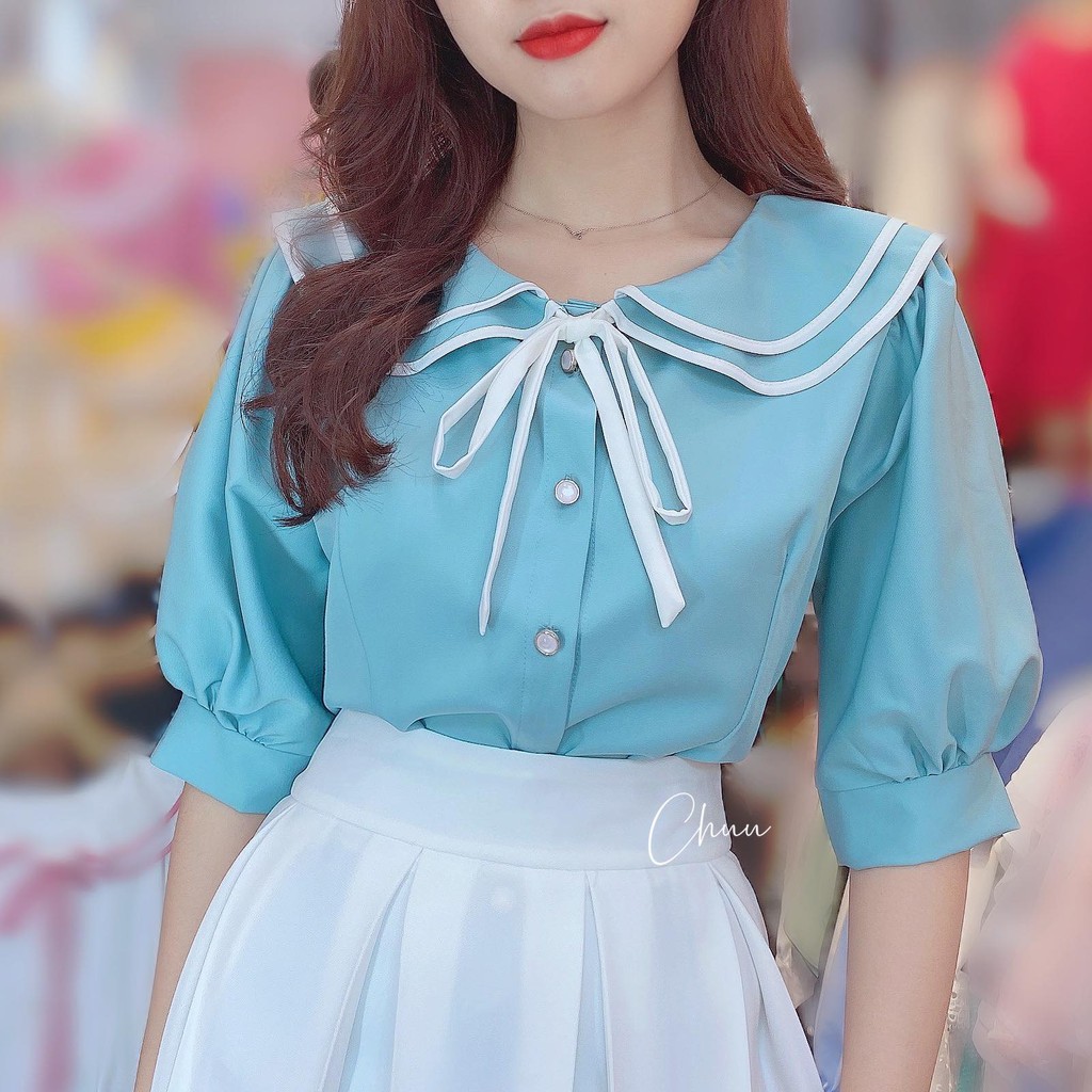 [ Mã WASTRUN4 giảm 10% tối đa 30K đơn 99K] Áo sơ mi cổ bèo nơ, áo cổ sen 2 tầng công sở nữ tính CHUU A6747 | BigBuy360 - bigbuy360.vn